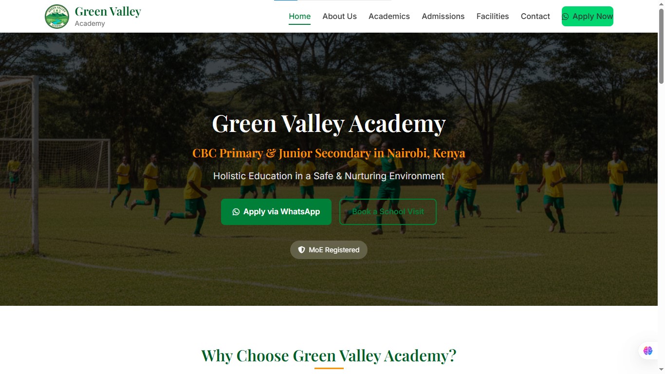 Green Valley School website screenshot