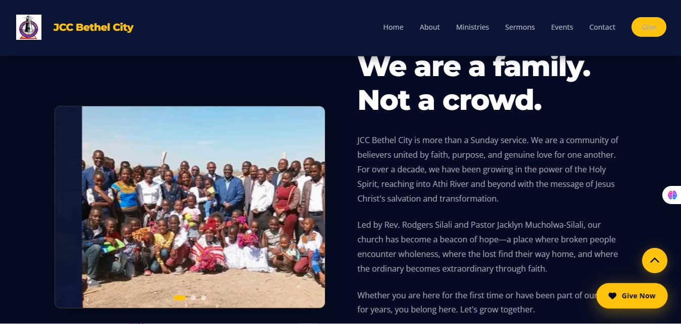 JCC Bethel church website screenshot