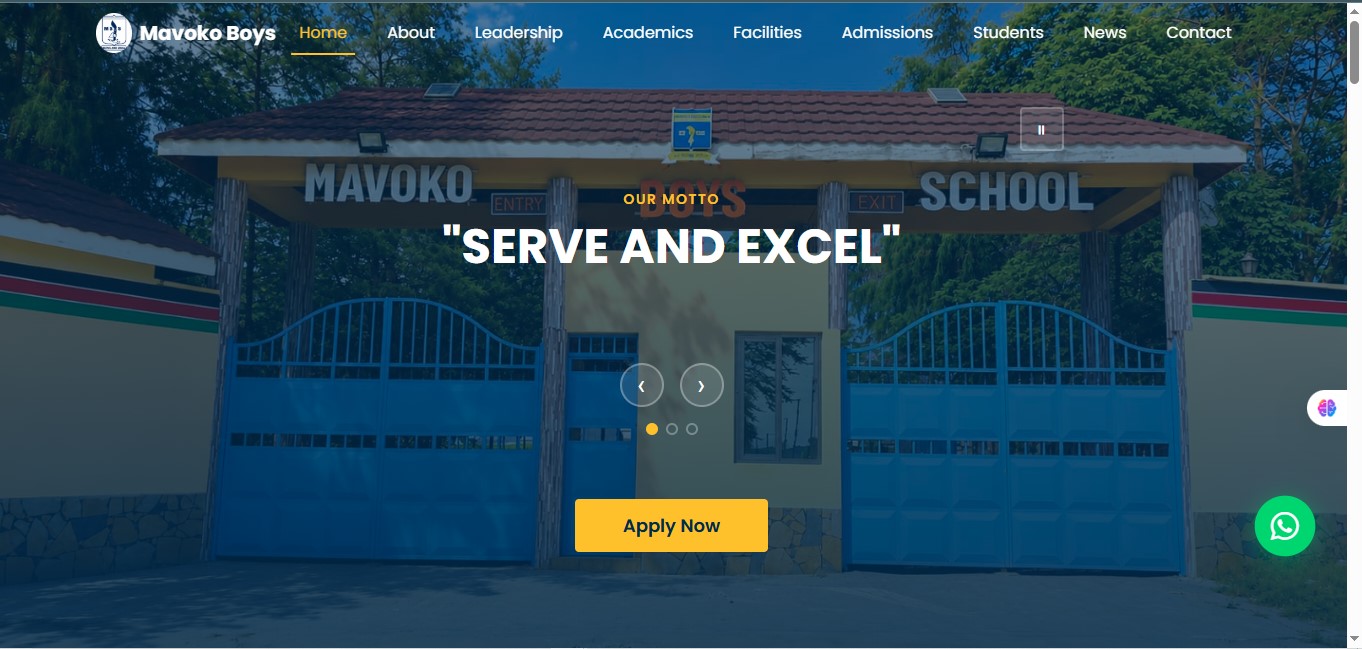 Mavoko Boys School website screenshot